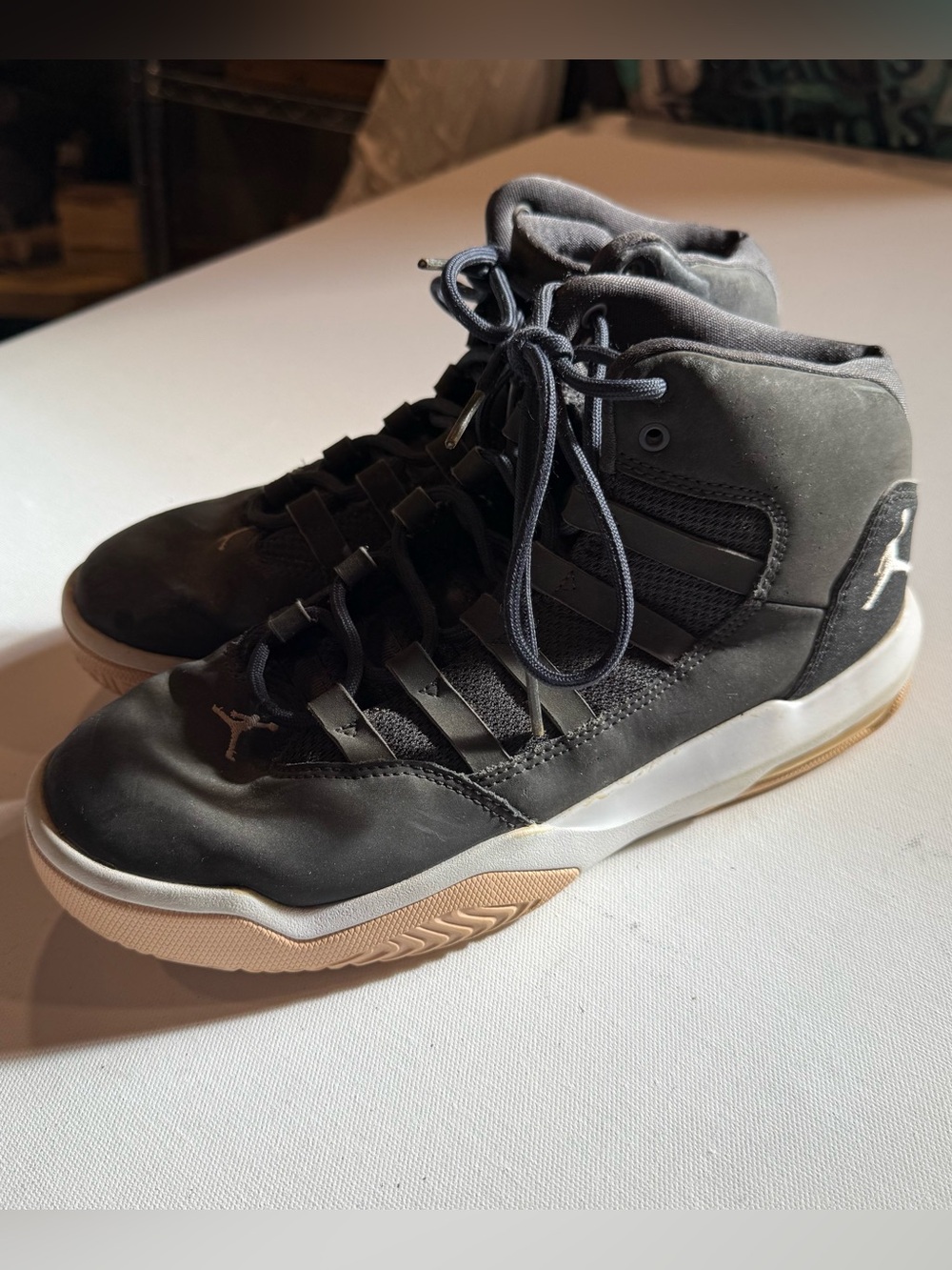 Jordan Kids Black High-Top Sneakers with Gum Outsole